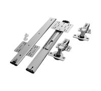 Snowchecking Rail coulissant de porte encastré chromé avec mécanisme à roulement à billes silencieux et charnières à fermeture silencieuse pour une installation lourde de porte pliante, peu encombrant