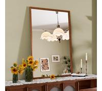 Snowdool Miroir Mural Marron 60x90cm, Imitation Bois Texture, Rectangulaire