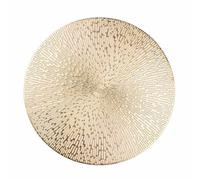 Snowkingdom Lot de 4 sets de table ronds dorés en vinyle métallisé creux de 38,1 cm, lavables, faciles à nettoyer, antidérapants, résistants aux taches et à la chaleur, décoration de fête de mariage