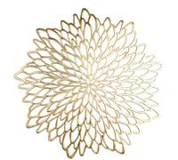 Snowkingdom Lot de 4 sets de table ronds en forme de fleur, en vinyle pressé métallisé, décoration pour Noël, fêtes de fin d’années, mariage, doré