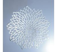 Snowkingdom Lot de 6 sets de table ronds en forme de fleur, en vinyle pressé métallisé, décoration pour les fêtes de fin d’année, Noël, argenté