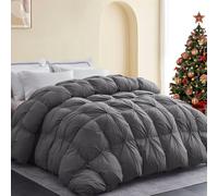 SNOWMAN Couette en Duvet pour très Grand lit, Toutes Saisons avec Tissu en Coton mélangé, Rembourrage de 1,247 kg, Couette plissée, Gris, 269,2 x 228,6 cm
