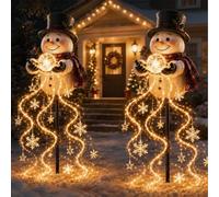Snowman Magic Fountain - Flowing Snowflake LED Christmas Garden Light，2set | Snowman Magic Fountain Solar Christmas Garden Light Solar Power and Outdoor Garden Stake Christmas Yards Gardens Walkways