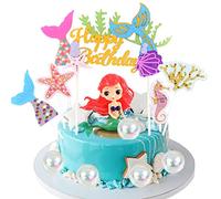 Snowtain 12 Pièces Décoration de Gâteau Sirène Décorations de Gâteau D'anniversaire Cupcake Toppers Happy Birthday Cake Topper Cake Topper Sirène Sirène Thème Parti Décoration
