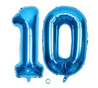 SNOWZAN Ballon Gonflable Géant à l'Hélium Numéro 10 pour Anniversaire 10 Ans Bleu - Décoration XXL Happy Birthday 32 Pouces