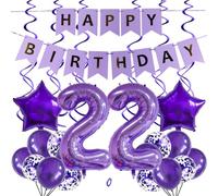 SNOWZAN Lot de 25 ballons gonflables en latex pour anniversaire 22ème anniversaire Violet 100 cm