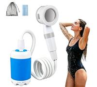 Snrtevu Douche électrique Camping, Portable Rechargeable Kit Douche avec Pompe, Batterie 4000mah, Tuyau PVC 200cm, Tête De Douche & Vanne D’arrêt - pour Extérieur, Randonnée, Camping