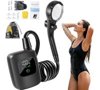 Snrtevu Douche électrique Portable, 2026 Rechargeable Kit Douche avec écran LED & 3 Modes De Jet, Batterie 2400mah, Pompe Douchette étanche pour Extérieur, Randonnée, Camping