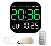 Snrtevu Réveil Numérique Multifonctionnel pour Maison & Bureau - Grand Affichage, Alarme, Calendrier & Température, Horloge Murale Digitale LED, Télécommande, Peut Être Suspendu ou Posé (A)