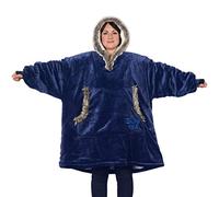 Snug Rug Eskimo Sweat à Capuche Couverture à Capuche surdimensionnée Super-Douce et Chaude en Tissu Sherpa Polaire Taille Unique et Unisexe - Taille Unique (Bleu)