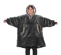 Snug Rug Eskimo Sweat a Capuche Couverture à Capuche surdimensionnée Super-Douce et Chaude en Tissu Sherpa Polaire Taille Unique et Unisexe - Taille Unique (Gris)