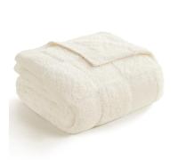 Snuggle Sac Couverture à carreaux en fausse fourrure en microfibre pour canapé, chambre à coucher, salon, 127 x 152,4 cm, ivoire uni