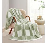 Snuggle Sac Couverture à Carreaux, en Microfibre, Moelleuse, Chaude, Confortable, Douce, réversible, pour canapé, Fauteuil et lit, Vert Sauge, 127 x 152,4 cm