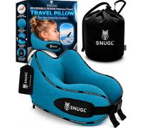 SNUGL Oreiller de Voyage pour Enfants - Oreiller Cervical en Mousse à Mémoire de Forme pour Enfants | Coussin de Cou pour Le Voyage en Avion | (Bleu Canard)