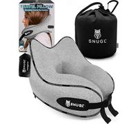 SNUGL Oreiller memoire Forme Ergonomique | Coussin de Voyage Avion Confortable | Oreiller de Voyage avec Tour de Cou | Accessoire pour Train, Voiture, Avion (Gris - Petit)
