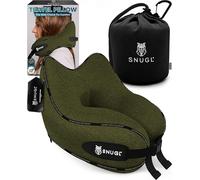 SNUGL Oreiller memoire Forme Ergonomique | Coussin de Voyage Avion Confortable | Oreiller de Voyage avec Tour de Cou | Accessoire pour Train, Voiture, Avion (Vert Olive - Petit)