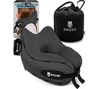 SNUGL Oreiller memoire Forme Ergonomique | Coussin de Voyage Avion Confortable | Oreiller de Voyage avec Tour de Cou | Accessoire pour Train, Voiture, Avion (Gris Foncé - Petit)