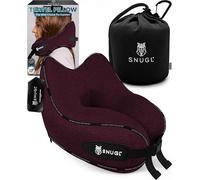 SNUGL Oreiller memoire Forme Ergonomique | Coussin de Voyage Avion Confortable | Oreiller de Voyage avec Tour de Cou | Accessoire pour Train, Voiture, Avion (Rouge Foncé - Régulière)