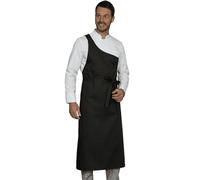 SNV Tablier boucher cuisine style Parisien pour usage professionnel boucher charcutier. Tablier cuisine homme/femme en polyester/coton uni (Noir)