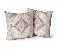 Snylcce bohème Fleur Coussin Housse 26x26 Pouces 2pcs bohème Vintage Fleur Housse de Coussin Velours Double Face imprimé décoratif taie d'oreiller Salon Chambre canapé décoration de la Maison (Latte)