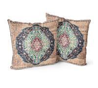 Snylcce Boho Ensemble de 2 Housses de Coussin Boho - Design Ancien et Vintage en Bois Robuste, Motif Double Face - Housses de Coussin Douces pour Jardin, canapé, lit