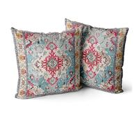 Snylcce Housse de Coussin 50x50cm Boho Ethnique Taie d'oreiller Lot de 2 Moderne Housses Coussins Mandala Motif Floral Taie Oreiller Boheme Décoratif pour Chambre Brique