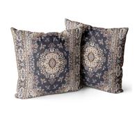 Snylcce Housse de Coussin 55x55cm Boho Ethnique Taie d'oreiller Lot de 2 Moderne Housses Coussins Mandala Motif Floral Taie Oreiller Boheme Décoratif pour Chambre Noir doré