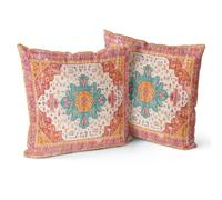 Snylcce Lot de 2 Housses de Coussin Boho Tangerine Monaco & Persian Design Housse de Coussin en Doux pour canapé de Jardin, canapé, lit - Taies d'oreiller décoratives 20x20 Pouces