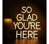 "So Glad You Are Here" Lumière Néon - Art Murial LED Accueillant pour Entrée, Salon, Chambre d'Amis, USB Réglable avec Kit de Suspension, Cadeau Chaleureux pour Hôtes et Familles
