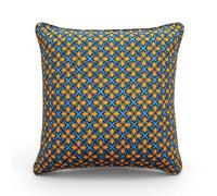 SO SKIN IDASY Coussin Velours avec garnissage, 40x40 cm, Motif géométrique Bleu et Orange, Design Artistique sous Licence, déco Moderne pour canapé, Salon, Chambre, Maison, hôtel Boutique.