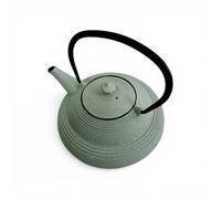 SO SKIN IDASY - Théière japonaise en fonte 0.7L, style japonais contemporain, design minimaliste, forme basse zen, finition vert d’eau patinée, filtre inox, intérieur émaillé