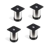 So-Tech® Set de 4 Pied de Meuble Lukas Ø 42 mm Pied d'armoire Hauteur Ajustable Acier affiné Hauteur 80 mm