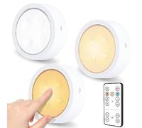 SOAIY 3pcs Lampe LED Tactile et Dimmable, Spot Led Pile Autocollant avec Télécommande, Fonction de Mémoire et Minuterie