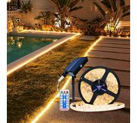 SOAIY Bande LED solaire d'extérieur - 10 m - 600 LED - Intensité variable - Avec télécommande - 8 modes - Minuterie - Autocollante - Étanche - Pour jardin, terrasse, balcon, escalier, pavillon, fête