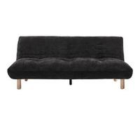 Soan - Banquette 2 places convertible clic-clac en velours texturé - Noir Noir G
