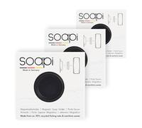 Soapi Lot de 3 porte-savon magnétiques à coller - Noir | Sans perçage, imperméable, autocollant, porte-savon magnétique pour salle de bain, douche et cuisine
