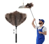 Soarer Plumeau Poussiere Telescopique Extensible en Plumes Autruche,101,6cm | Poignée Bois Réutilisable, Plumes Naturelles Et Duveteuses Pour Nettoyage, Maison, Voiture