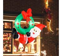 SOARS Decoration Noel, Père Noël Gonflable 120 X 50 X 120CM avec 5 lumières | LED Résistant aux Intempéries, Couronne de Noël Porte, Fenêtre, Deco Noel Extérieur Interieur Maison pour Cour, Jardin