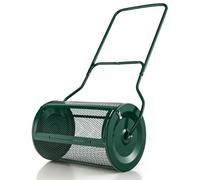 SOARS Épandeur Gazon 80 L, 39 X 60,5 CM, Rouleau Gazon en Métal avec Poignée en U, Panier en Maille, Fermetures Latérales, Matériau Robuste, pour Pelouse, Jardin, Cour (Vert-41 x 68cm)