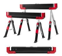 SOARS Lot de 2 Tréteaux, Tréteau Pliable Métallique, Max 1180KG(Noir+Rouge) | Hauteur Réglable, Surface de Travail Antidérapante, Supports Dépliables & Poignée de Transport