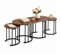 SOARS Lot de 3 Tables d'Appoint, Table Basse Gigogne Moderne, Marron | Table de Salon avec Cadre en Métal, Pieds Réglables, Gain de Place, pour Salon, Chambre à Coucher