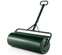 SOARS Rouleau à Gazon 113L, Grand Rouleau 90 x 40 CM, Rempli de Sable/Eau, Cadre Métallique avec Poignée & Bouchon de Vidange Amovible, Outillage de Jardin pour Cour, Prairie, Ferme (Vert-113L)