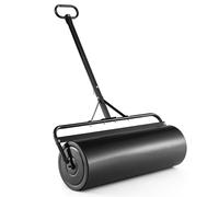 SOARS Rouleau à Gazon 63L, Grand Rouleau 90 X 30 CM, Rempli de Sable/Eau, Cadre Métallique avec Poignée en U & Bouchon de Vidange Amovible, Outillage de Jardin pour Cour, Prairie, Ferme (Noir-63L)