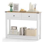 SOARS Table Console Blanche 106 x 30 x 81,5 cm, Console Meuble avec 2 Tiroirs et Étagère de Rangement, Table d'Entrée en Bois Moderne pour Salon, Couloir, Entrée, Chambre, Max. 91 kg