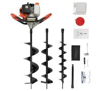 SoarYoolin 1.7KW Tariere Thermique 2.3CV, Régime 6500-8500TR/MIN 2 Temps | Tarière avec 3 Forets et 1 Rallonge Diamètre De La Mèche 10/15/20CM Arbre De Sortie 2x5CM 1.2L Grand Réservoir