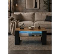 Soayone Table Basse avec Surface Anti-Rayures et Imperméable, Table de Salon Style Loft Retro en Bois, Meuble Établi de Café avec Étagère Ouverte, 92x50x45cm