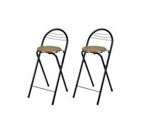 Soayone Tabouret de Bar Lot de 2 Pliant avec Dossier Chaise Haute Bar 61cm | Chaise de Bar Lot de 2 Tabourets de Bar Pliants Assise 61 cm en MDF Effet Bois et Structure Métal Stable pour Cuisine et îlot