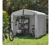 SoBuy Abri à vélos avec étagères Porte unique Gris Pratique KLS11-II-L