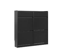 Meuble à chaussures - SoBuy - Noir - 98×19×95 cm - 4 portes battantes - 2 tiroirs avec séparateurs