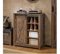 SoBuy Armoire à Chaussures avec Porte Coulissante Style Industriel Meuble de Rangement Colonne pour Entrée ou Salon 80×35×92cm